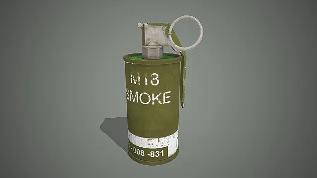 一款用于军事模拟的M18军用烟雾弹的3D模型