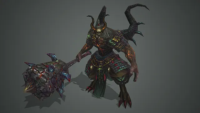 妖界烬土战域烬铠魔角战尊模型 