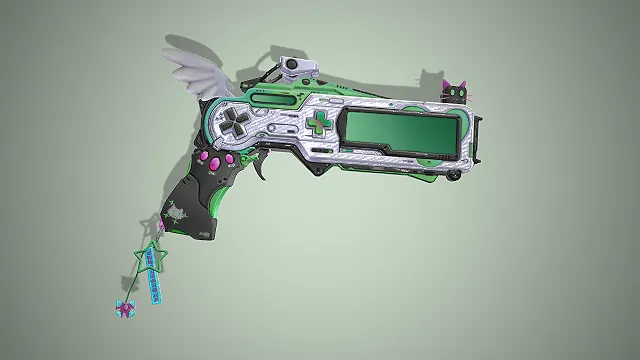 融合赛博朋克与二次元电玩风格的概念武器