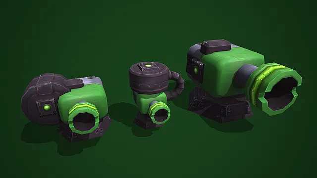 生化科幻风多形态能量炮塔 3D 模型