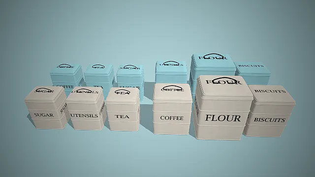 一组厨房收纳罐,家用储物工具3D模型