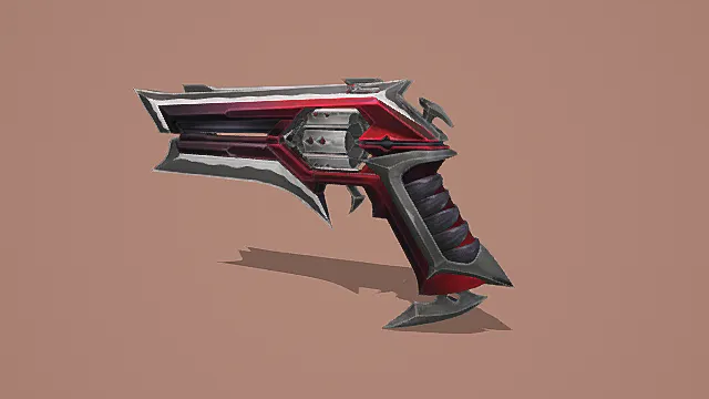 暗黑邪刃风红银魔纹手枪3D模型