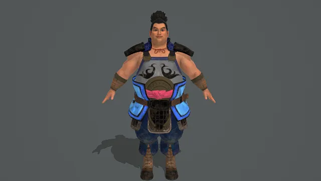 国风武将风格男性角色模型