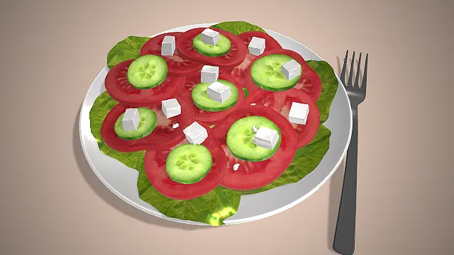 一个写实风格的常见西式轻食希腊沙拉的模型