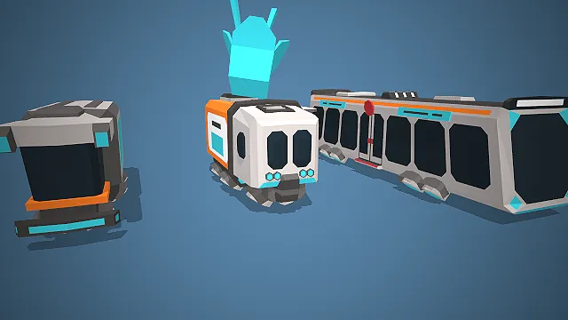 一套低模多边形风格的，适用于太空探险的科幻载具3D模型