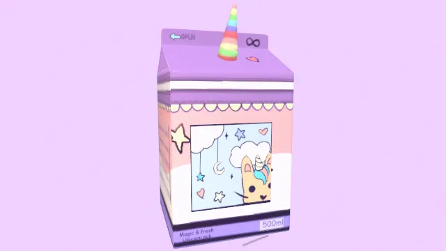 紫色独角兽牛奶包装盒饮品