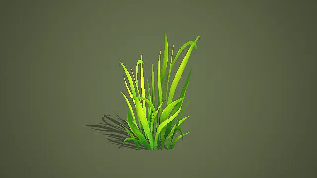 低模黄绿色渐变长草模型 游戏自然场景植被素材