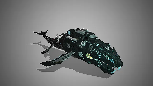 暗黑机甲兽形载具：冥齿黑骸科幻兽形战机模型