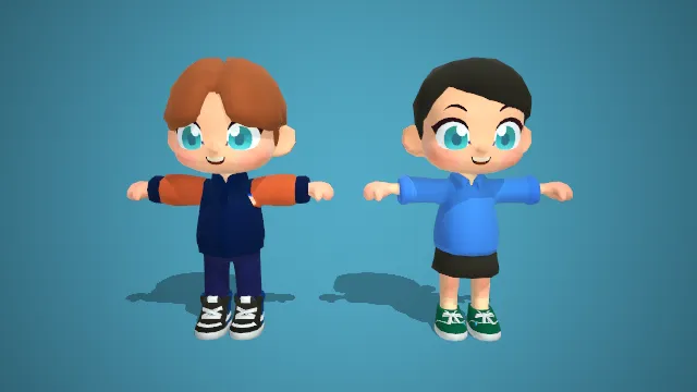 校园好友：棕发男孩与黑发女孩的活力搭档