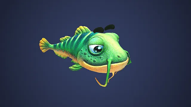 Q版鲶鱼  卡通拟人化  胡须触须  海洋生物