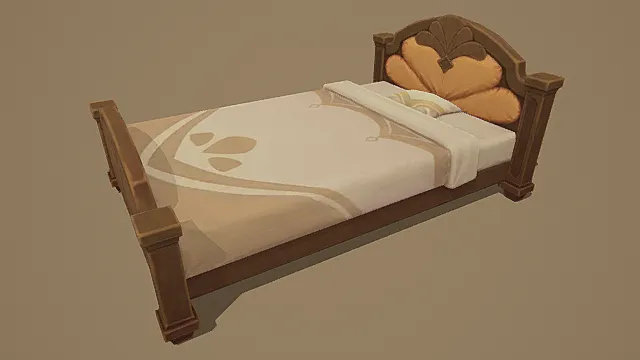 卡通风格复古温馨木质床具3D模型