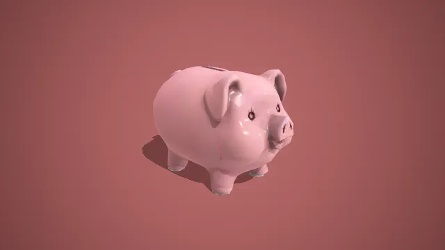 陶瓷质感粉色小猪存钱罐装饰摆件