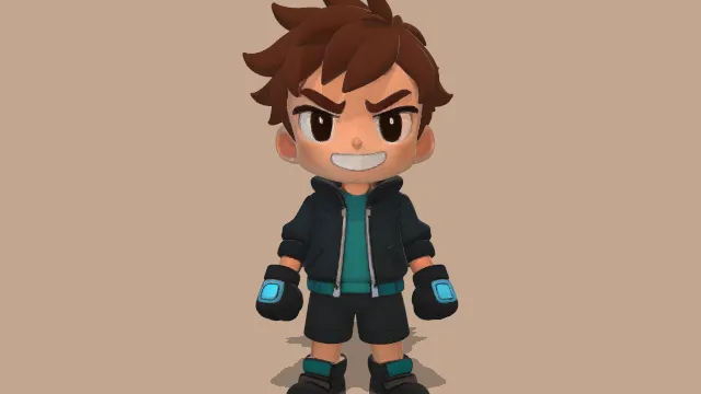 可爱卡通风格淘气男孩Q版模型