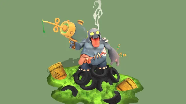 风格化有毒托比僵尸怪物角色场景模型