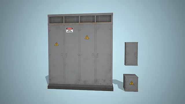 高压配电柜  电力设施道具  工业风  电气安全标识