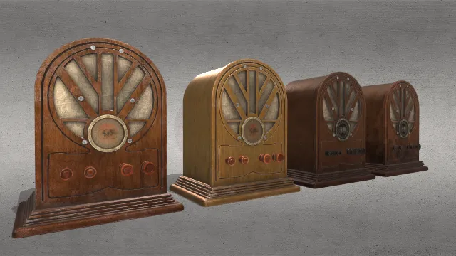 1930年代大教堂风格收音机木制机器