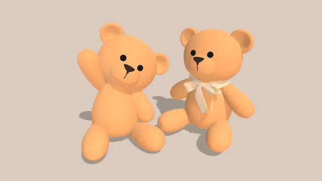 两只橙色小熊玩偶