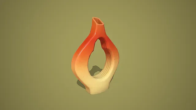 渐变橙红镂空陶瓷装饰花瓶