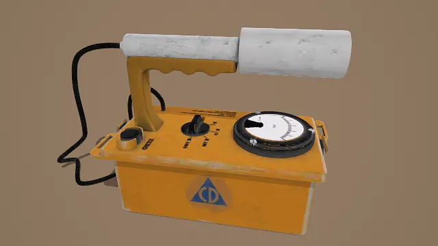 3D卡通风格盖革计数器模型，创意设计（3D设备、卡通风格、写实风，计数器设计）