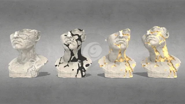 被摧毁的希腊雕像英雄版本破损模型