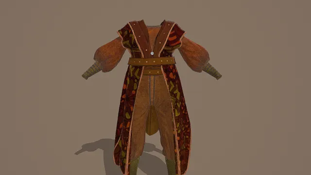 古风侠者纹饰长袍套装模型