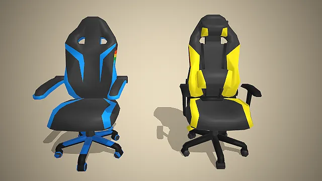 两款低多边形卡通风格的3D电竞椅模型