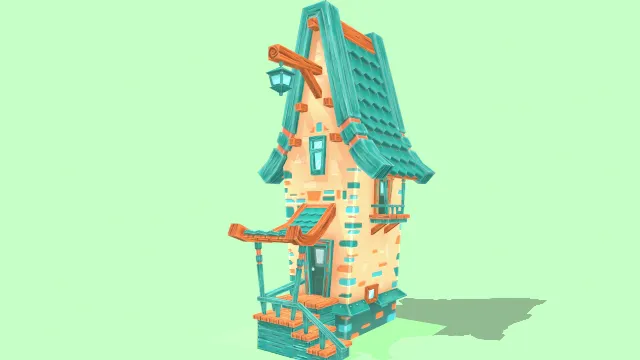 低多边形甜蜜家园建筑房屋别墅场景