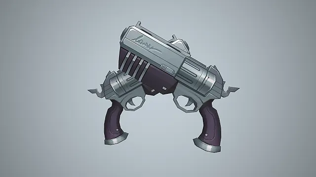 左轮双枪  游戏建模  冷峻机械感  科幻重火器