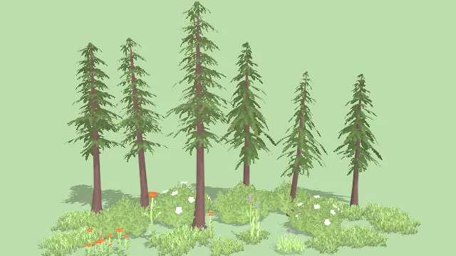 风格化自然树木树林草丛