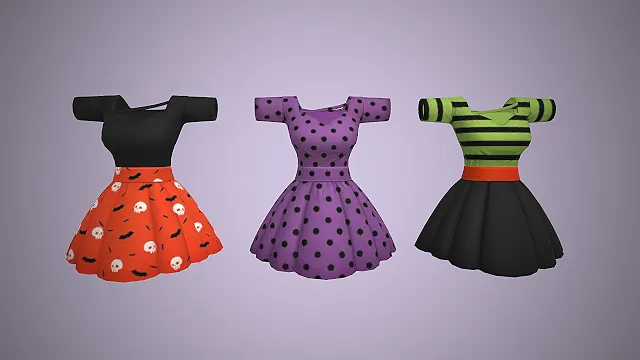 复古蓬蓬裙  甜酷风  收腰设计  波点