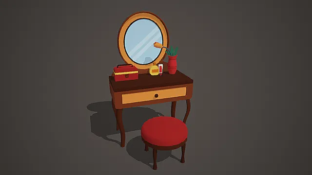 卡通温馨风格梳妆台模型