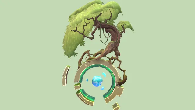 建筑拱门树样式化动画模型