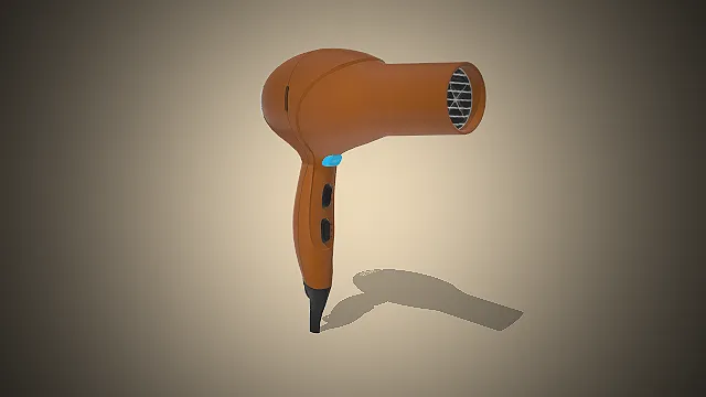 一款棕色的手持吹风机的模型