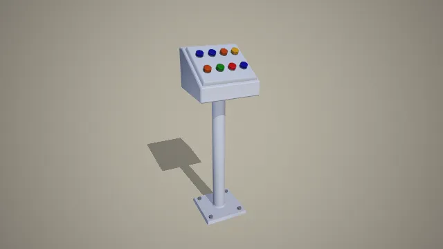 立式工业多色按钮操作控制台 3D 模型