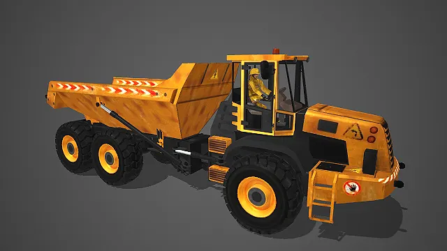 工程用黄色自卸式翻斗车 3D 模型.fbx