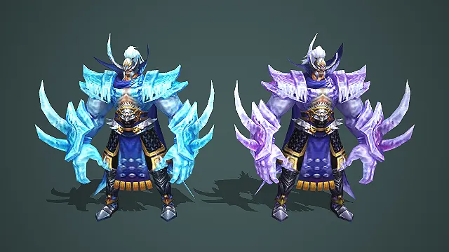 冰紫双色冰霜巨爪武将怪物套装模型