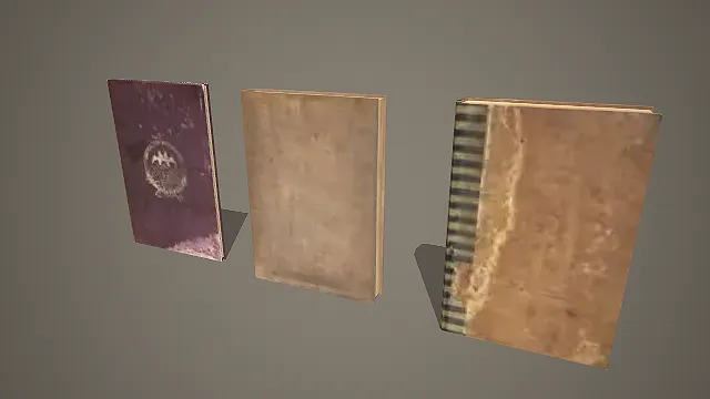 三款复古雕花精装旧书 3D 模型套装