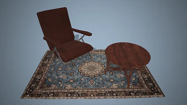 一套复古风格的休闲会客组合3D模型