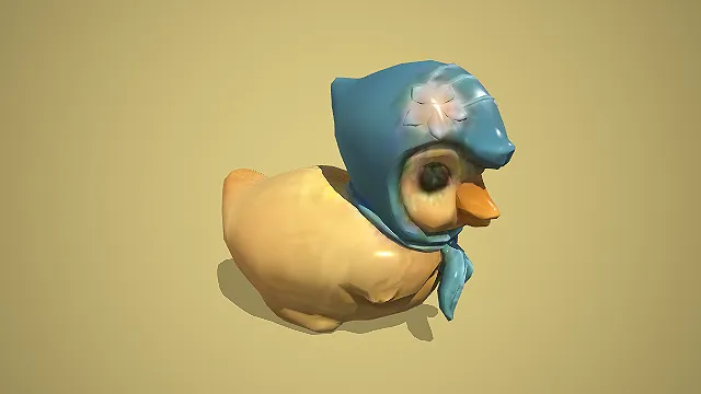 戴花头巾小黄鸭陶瓷装饰摆件