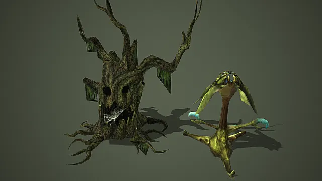 树妖树桩  枯木老树桩   树藤   植物3d模型