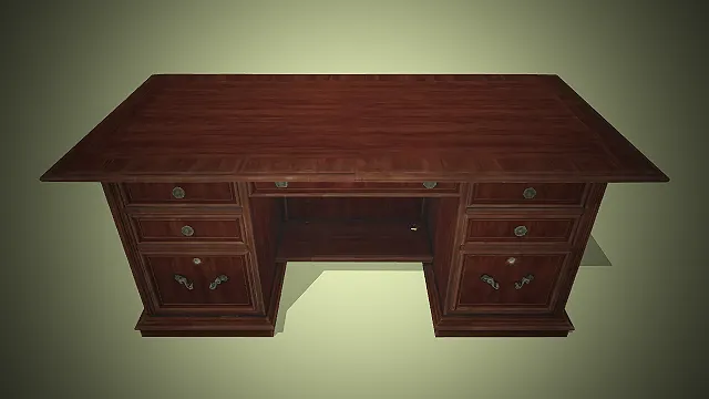 一张欧式复古风格的实木大桌3D模型