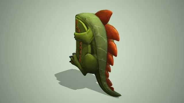 有恐龙背和尾巴的绿色恐龙背包