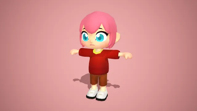 粉发红衣呆萌 Q 版女童：绯云小软萌卡通模型