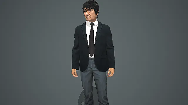 穿灰色西装白衬衫领带站立的商务男性写实模型