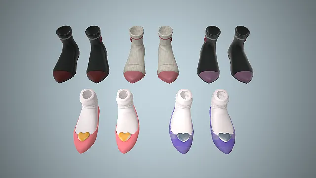 卡通风  女式鞋履  爱心装饰  袜子鞋