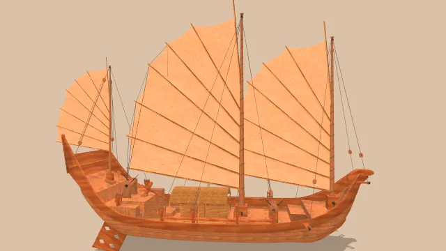 中世纪小型船只帆船帆布海洋运输工具