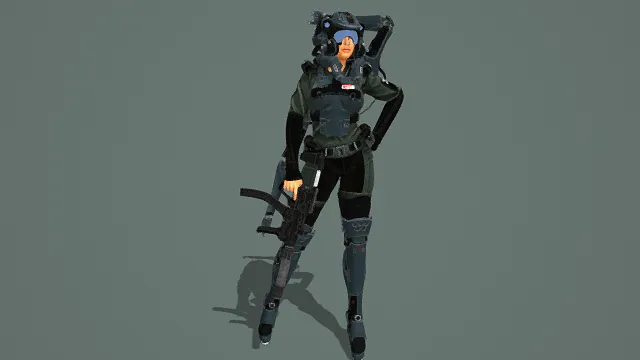 3D卡通风格机械女性角色模型，创意设计（3D角色、卡通风格、科幻风，角色设计主题）