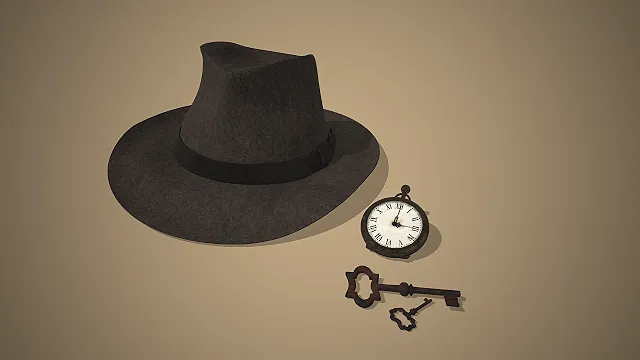 复古礼帽  西部风格  怀旧装饰  怀表  钥匙