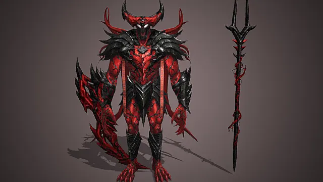 奇幻废土风格炼狱魔将角色3D模型