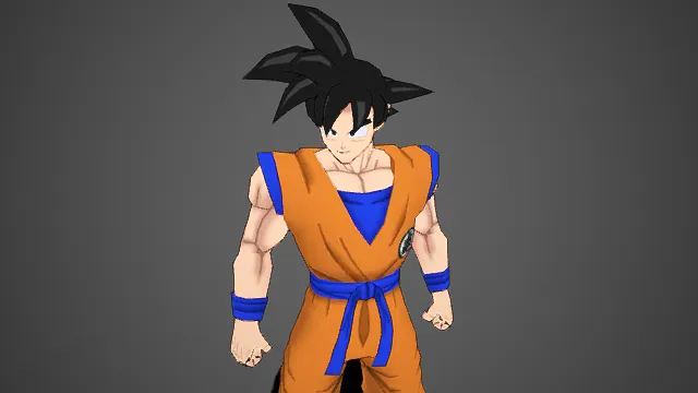 龙珠  孙悟空  冲天发型  武道服  肌肉  动漫风格  游戏角色设计